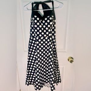 Retro Vintage Black and White Polka Dot 50s Style Dress